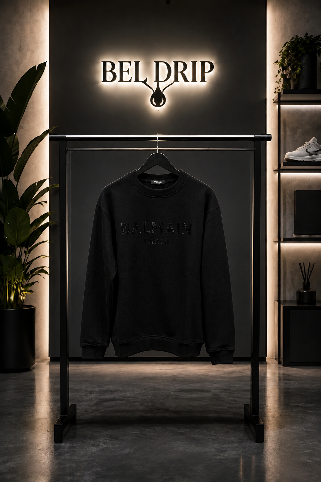 Felpa Balmain Glitter Black in to Black