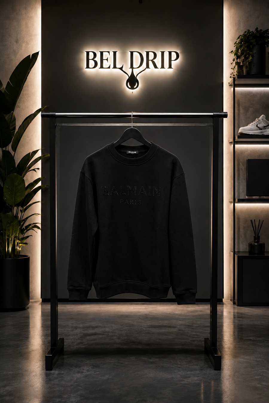 Felpa Balmain Glitter Black in to Black
