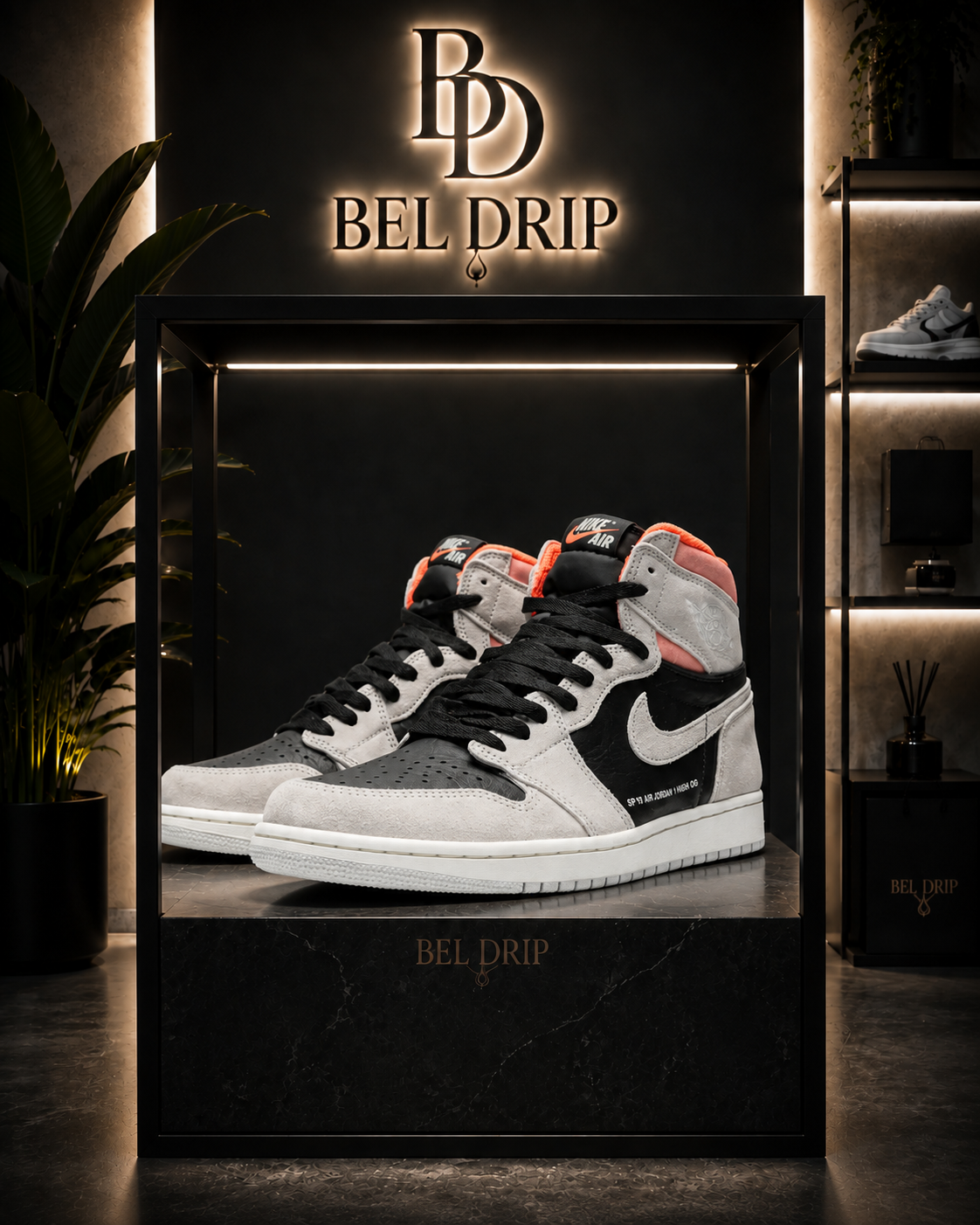 Nike Air Jordan 1 Retro High Neutral Grey Hyper Crimson