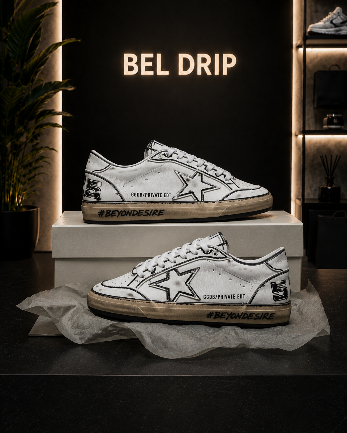 Golden Goose Ball-Star White Grafitti Star White Heel Tab #BEYONDESIRE